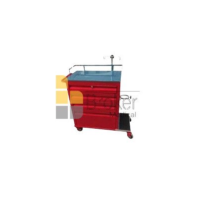CARRO ROJO DE 4 CAJONES CON CORREDERAS DE EXTENSIÓN
